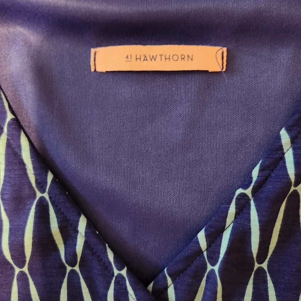 41 Hawthorn Faux Wrap Dress in Light Blue and Royal Blue Print SMALL - Picture 7 of 11